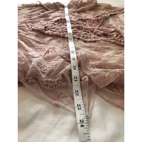 HeartSoul Womens Sheer Lace Mesh Boho Chic Blouse 2X Petal Pink Bohemian Coastal - Picture 7 of 8